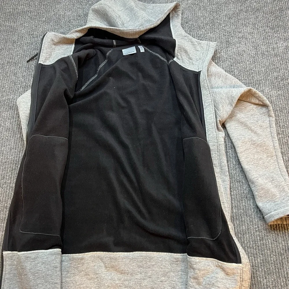 Athleta Jacket Womens Small CYA Stronger Hoodie Full Zip Long Line Grey Stretch - Picture 11 of 12